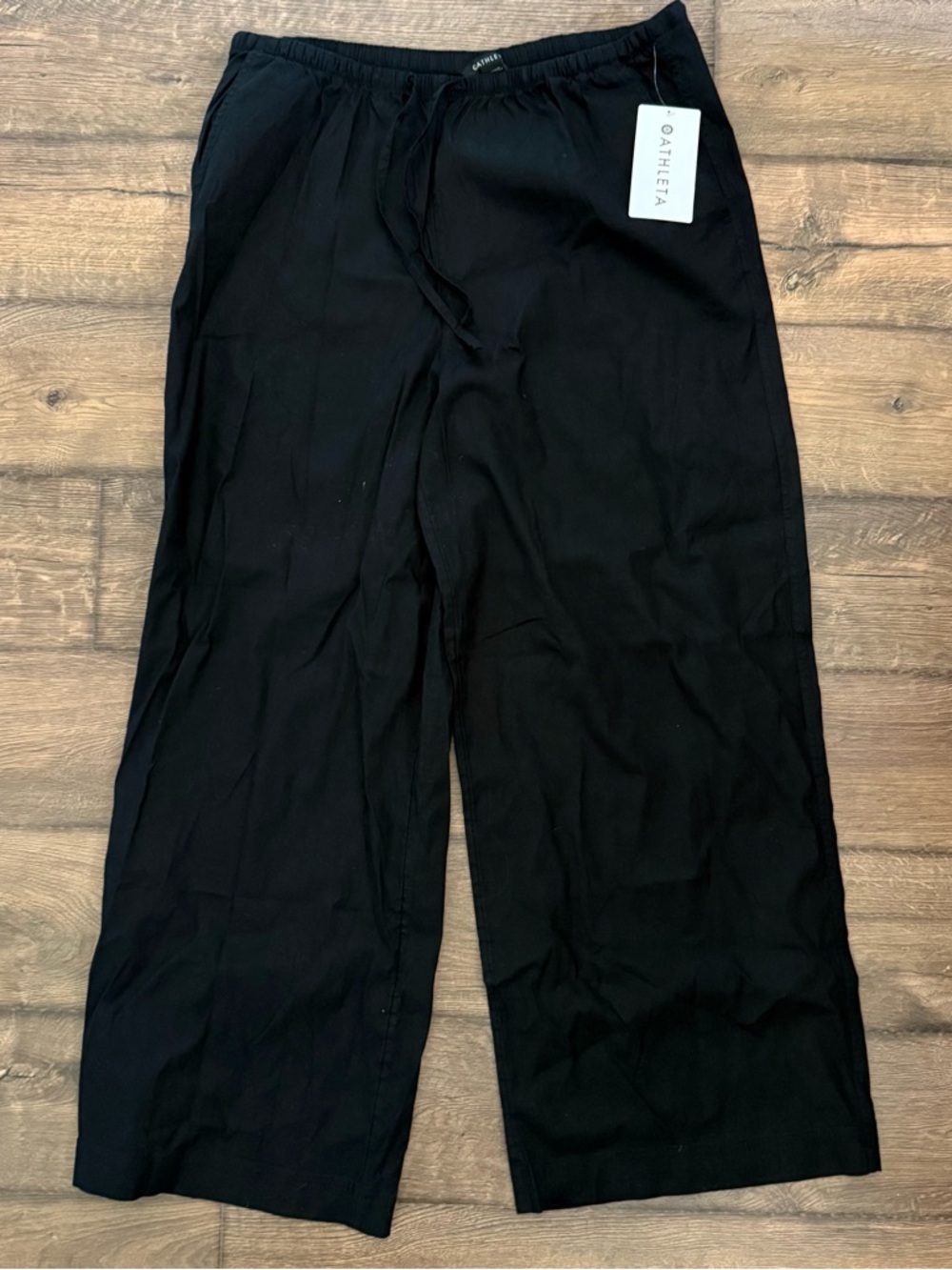 Athleta Black Wide-Leg Drawstring Jogger Pants
